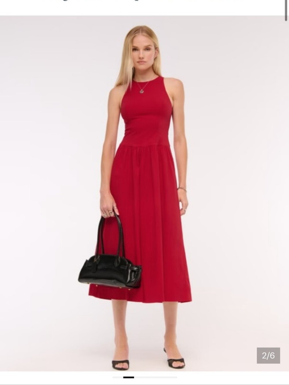 Red Midi Drop Waist Abercrombie & Fitch Dress With Pockets
